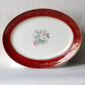 Georgian China Vintage "Tudor Rose" 23 Karat Gold Platter